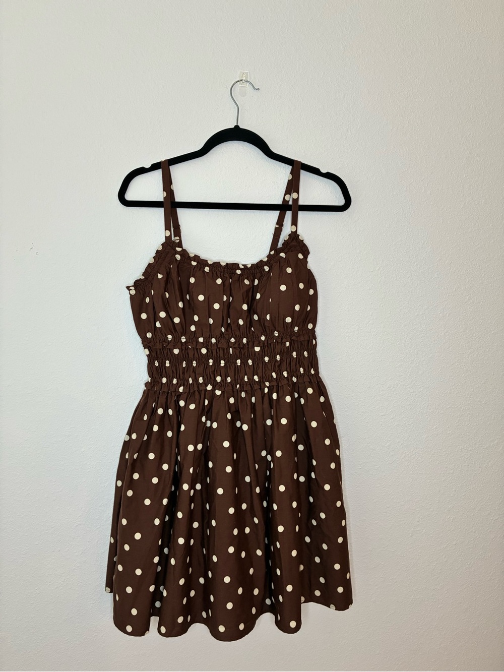 Abercrombie & Fitch Brown Polka Dot Smocked Mini Dress